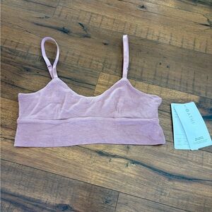 Athleta Soft Well Rested Rib Sleep Bra Bralette Soft Cotton Pink Rose Small NWT